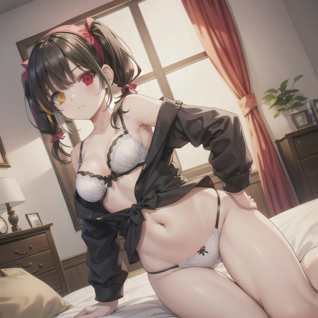 黒髪ツインテで下着の少女８