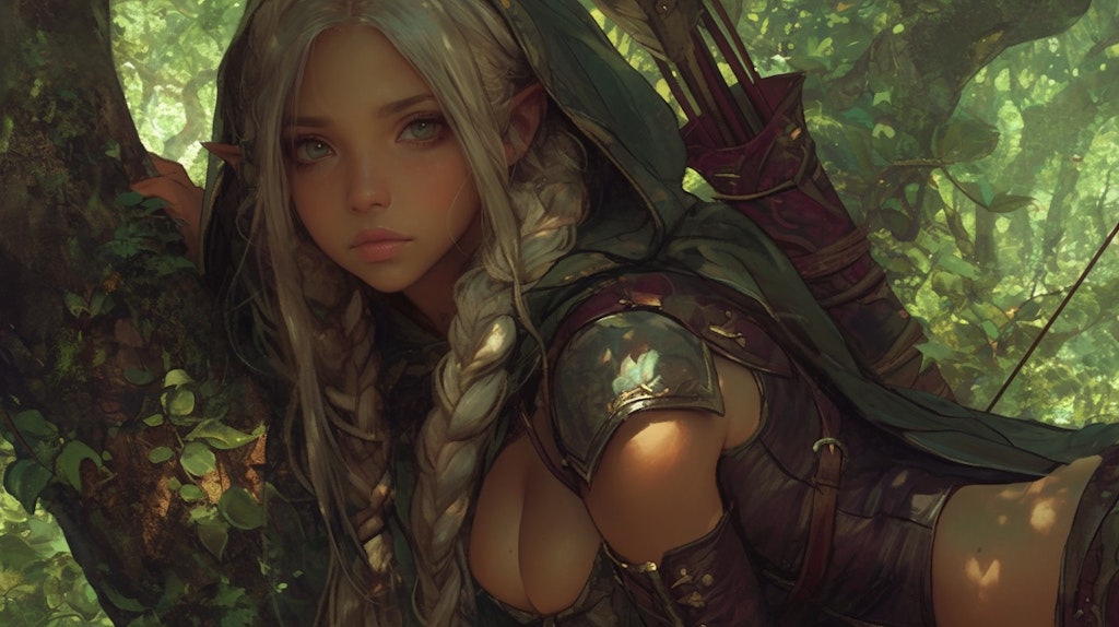 Elf Ranger in deep forest