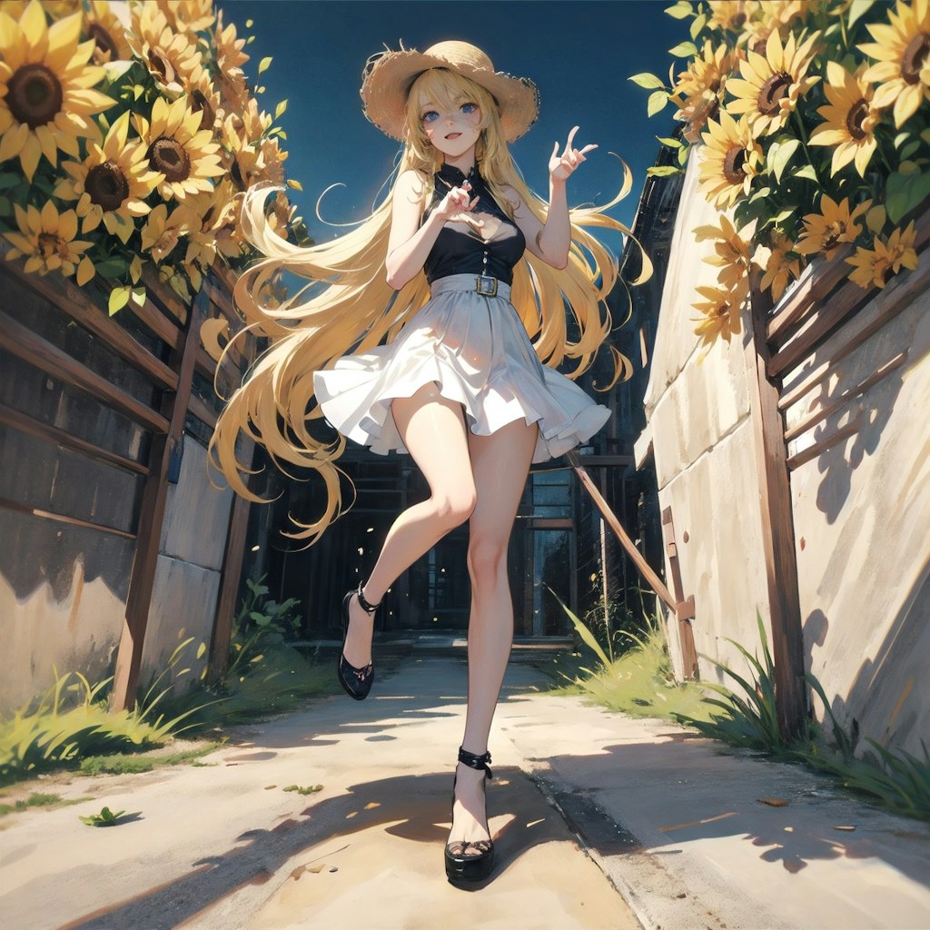 太陽と向日葵１，Sun and sunflower 1