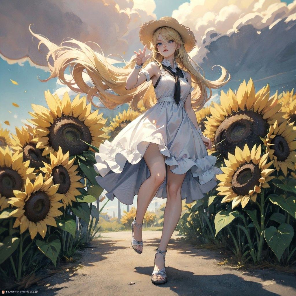 太陽と向日葵１，Sun and sunflower 1