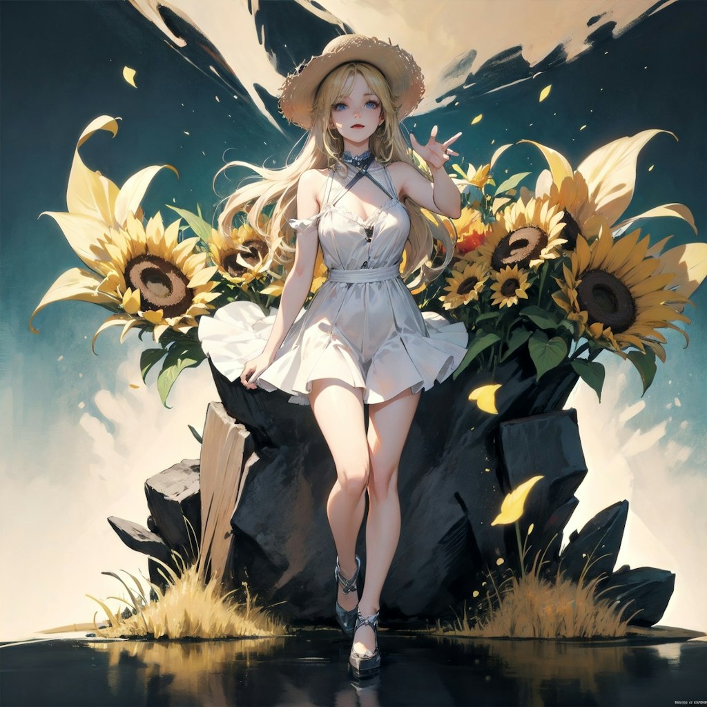 太陽と向日葵１，Sun and sunflower 1