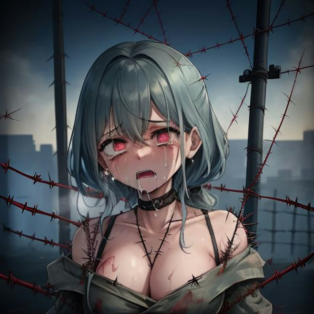 wrapped in barbed wire 有刺鉄線で巻かれた女の子