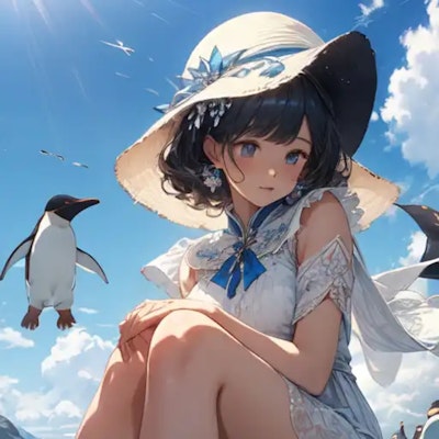 penguin and girl