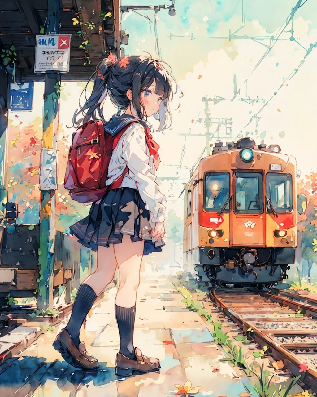 駅と制服の少女