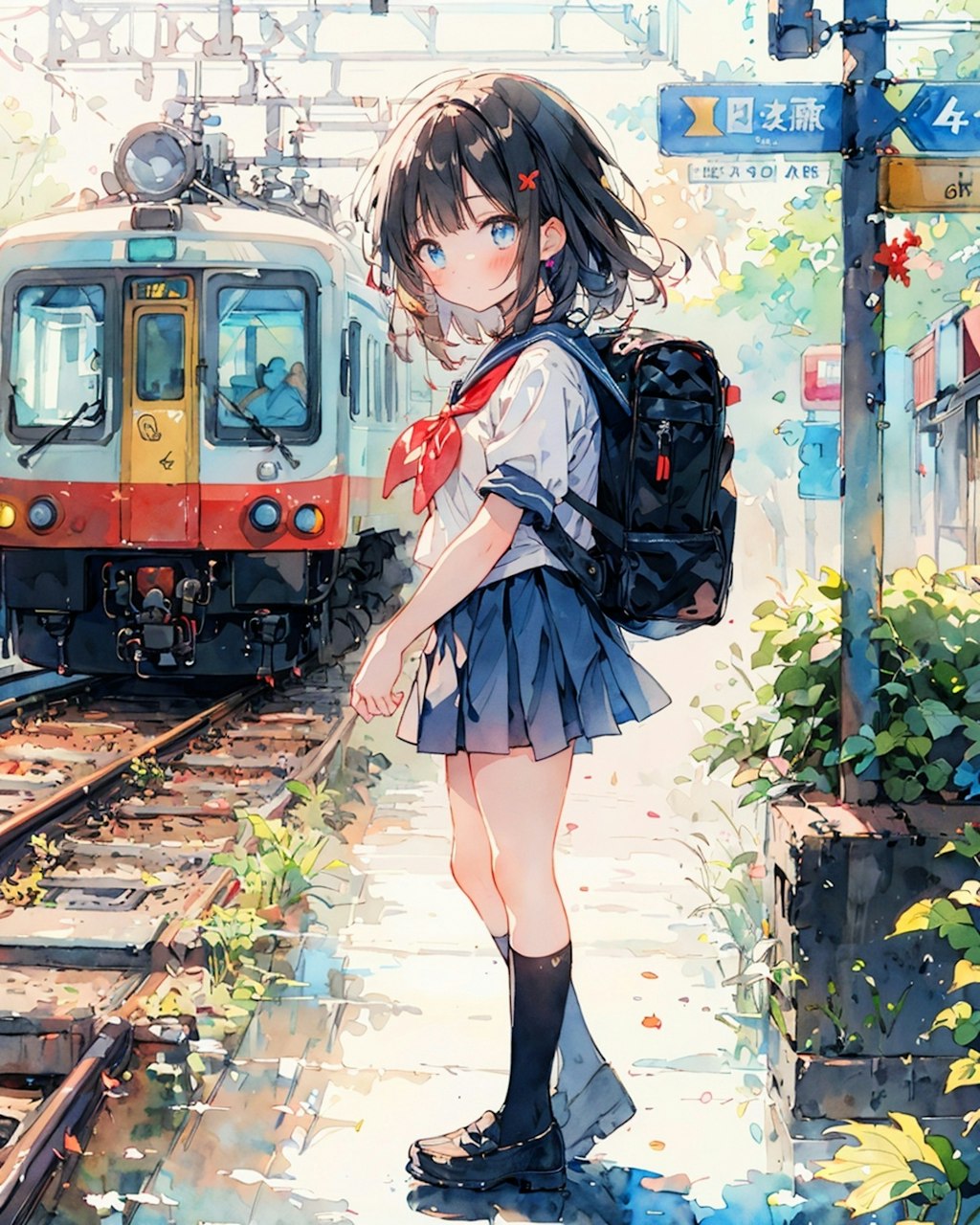 駅と制服の少女