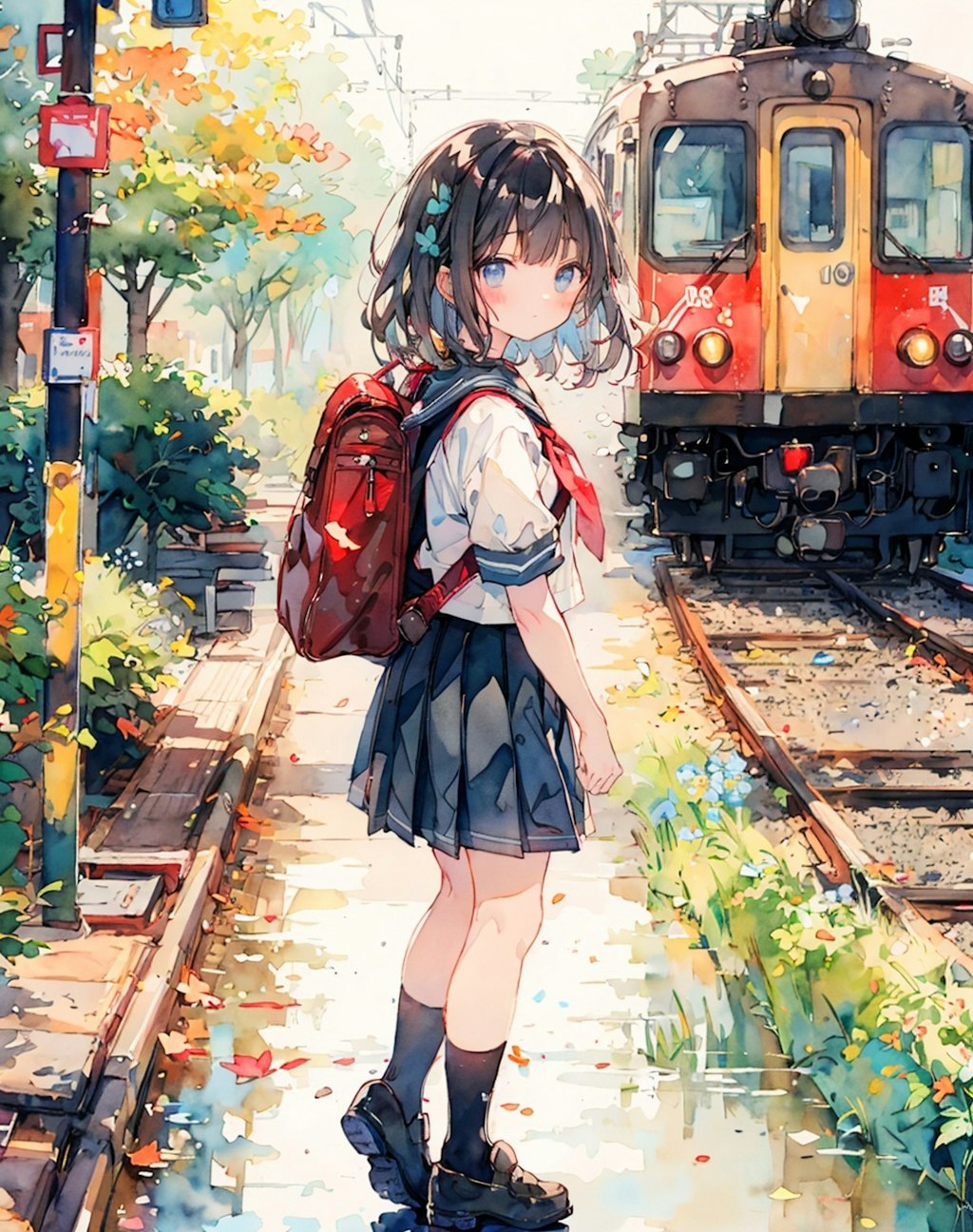 駅と制服の少女