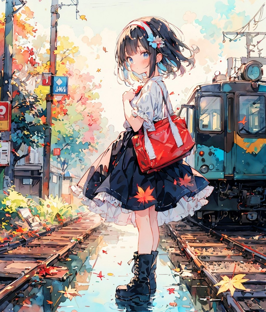 駅と制服の少女