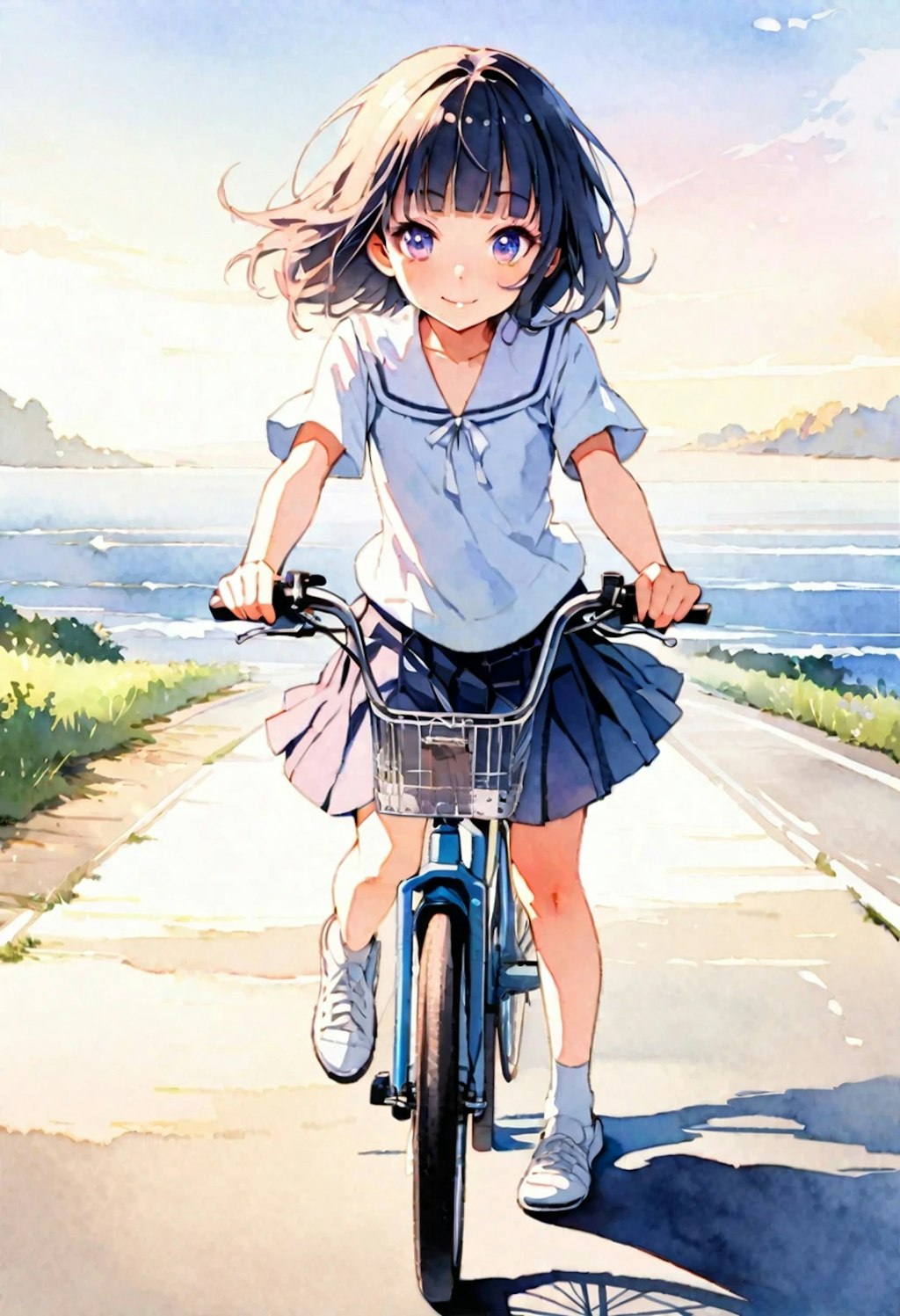 自転車こいで海を見に行く