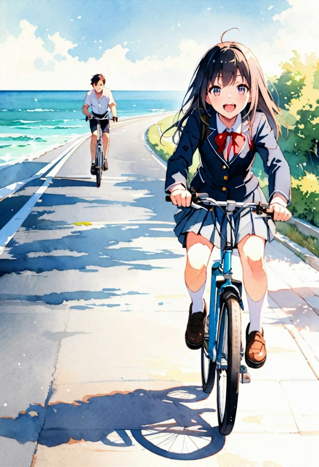 自転車こいで海を見に行く