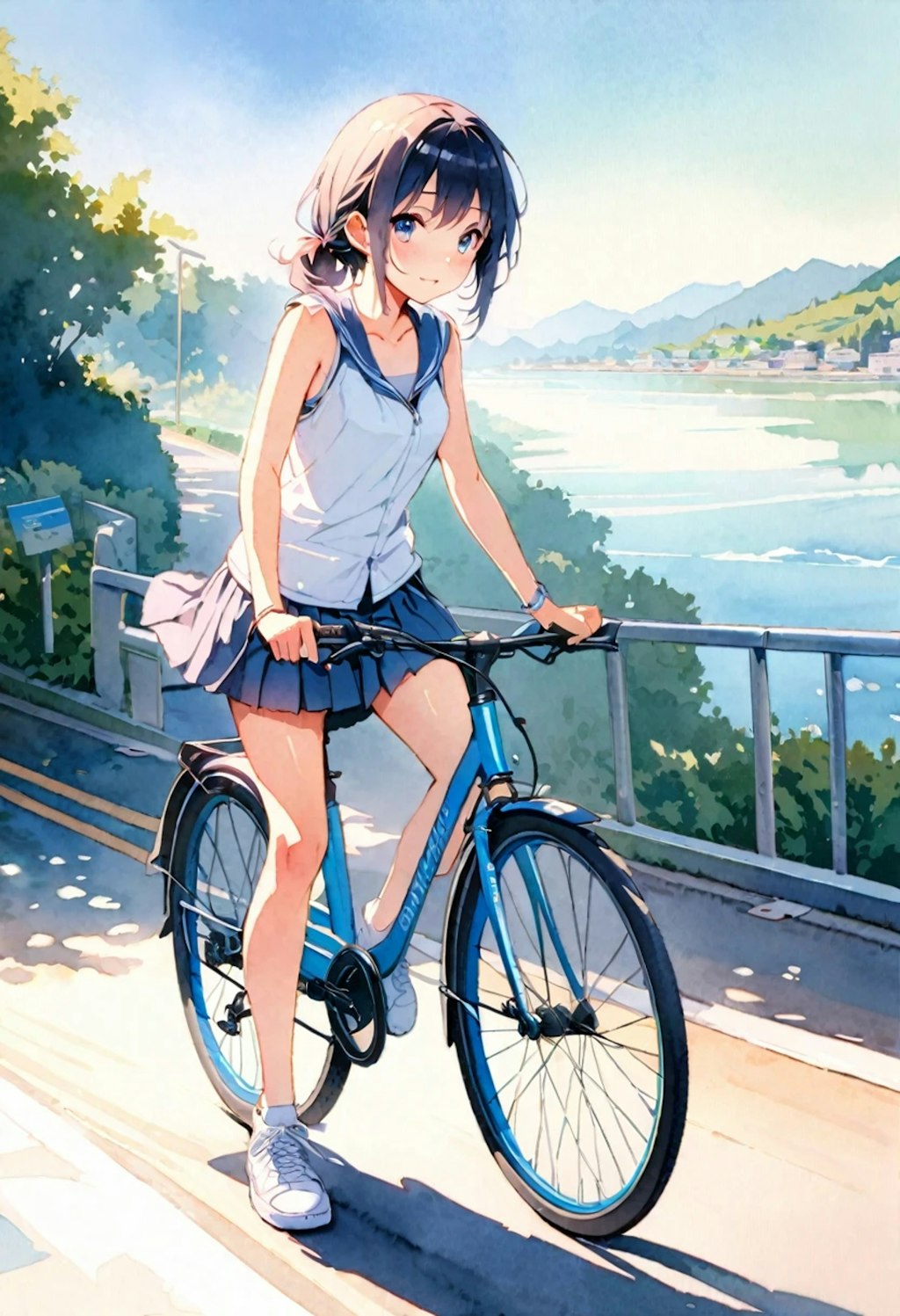 自転車こいで海を見に行く