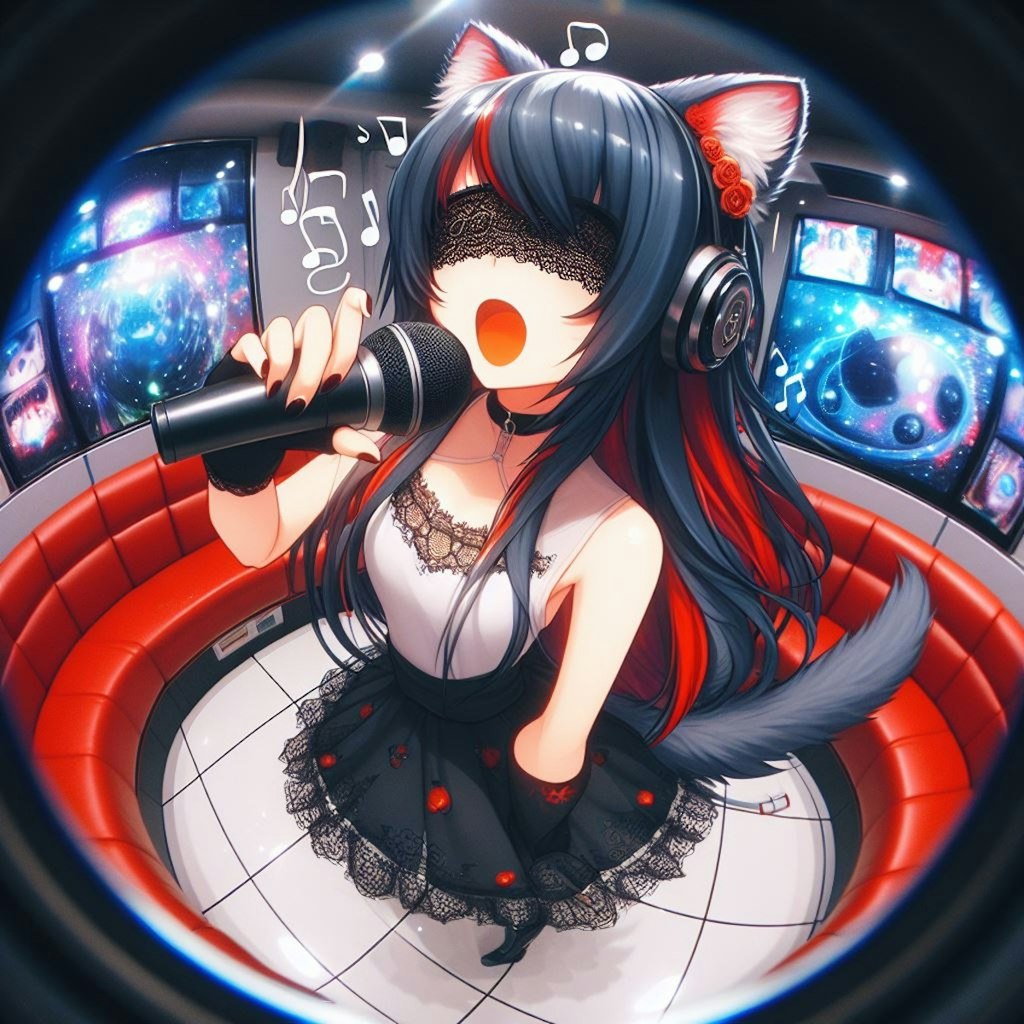 カラオケ(目隠し獣耳っ娘)Karaoke (blindfolded girl with beast ears)