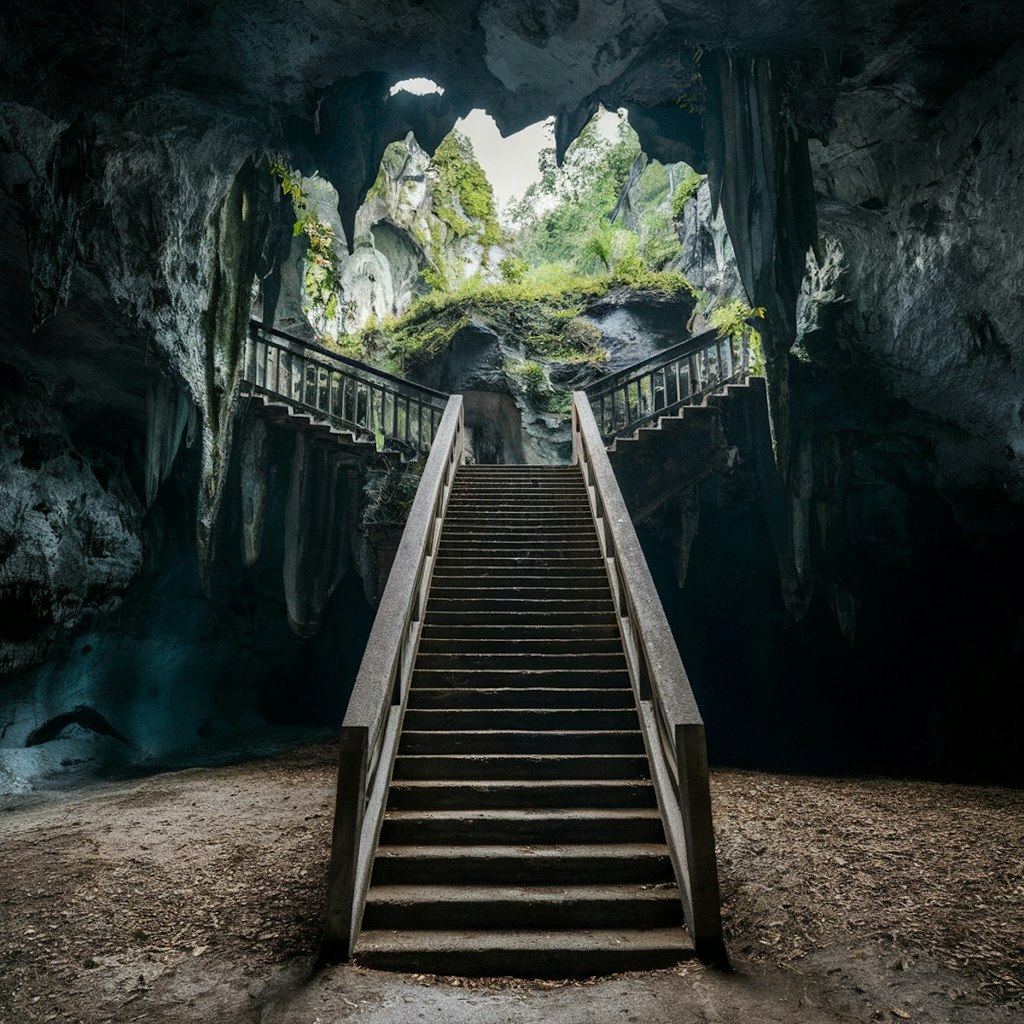 洞窟の内外の不思議な景色