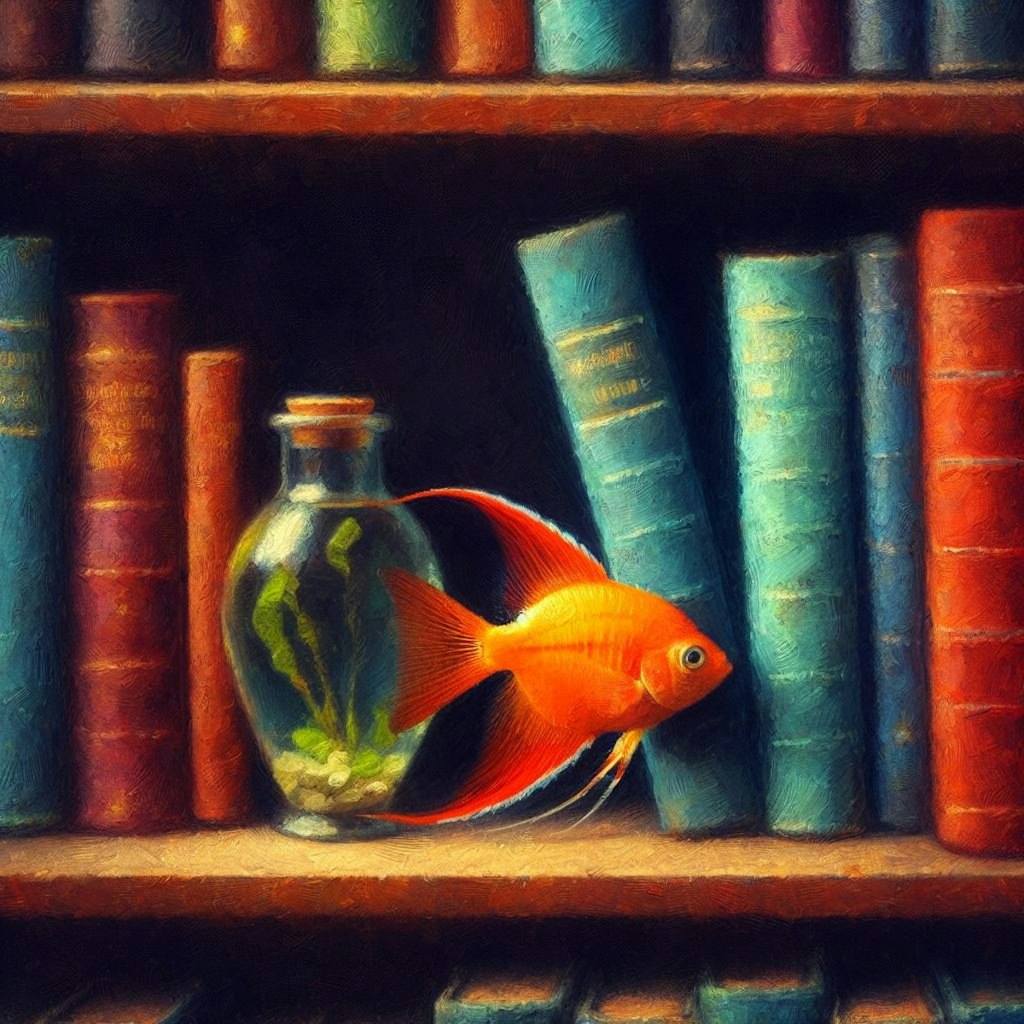 Fish in bookcase (2)