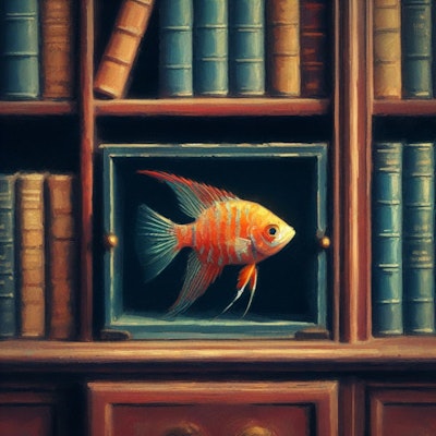 Fish in bookcase (2)