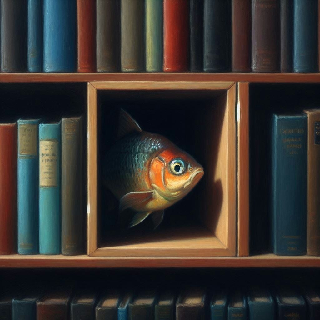 Fish in bookcase (2)