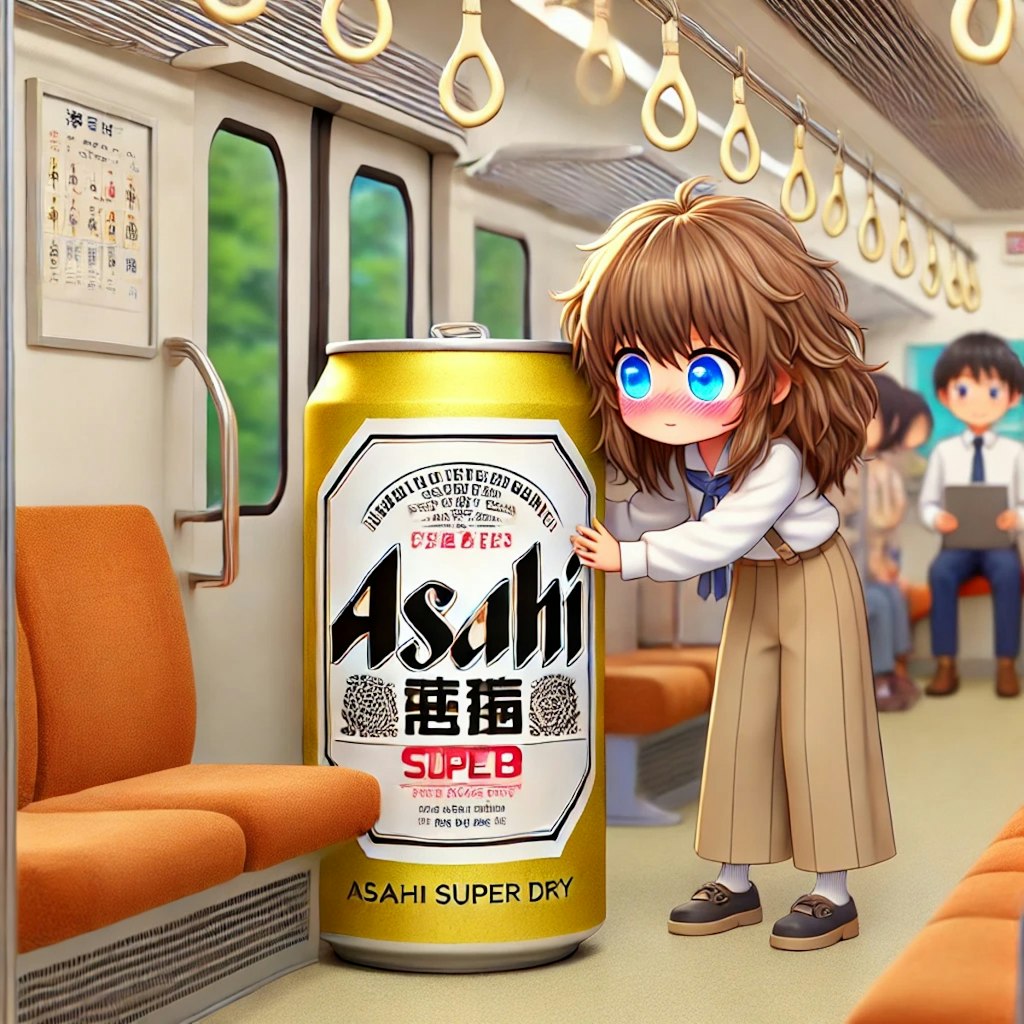 痴漢にあっているビール缶