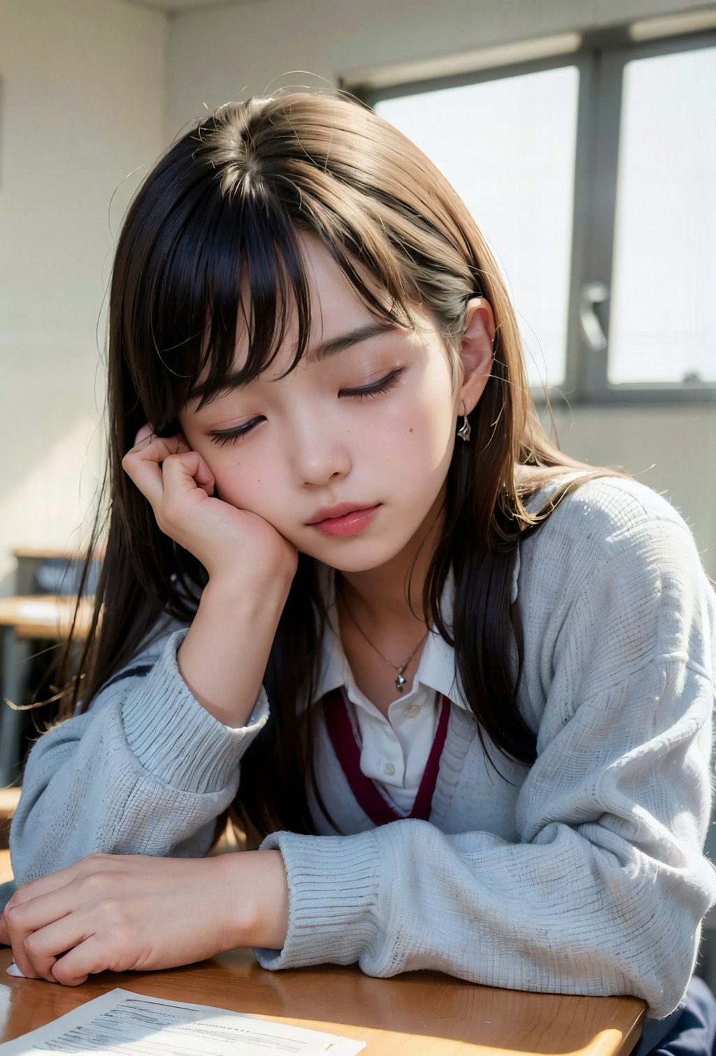 居眠り女子高校生