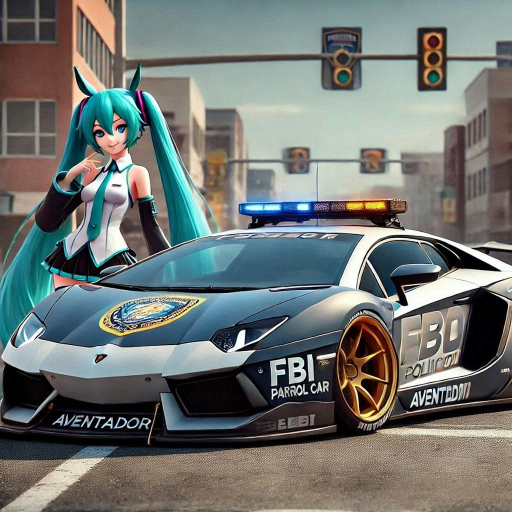 アヴェンタドールFBIパトロールカーのドリ車と初音ミクと・・・