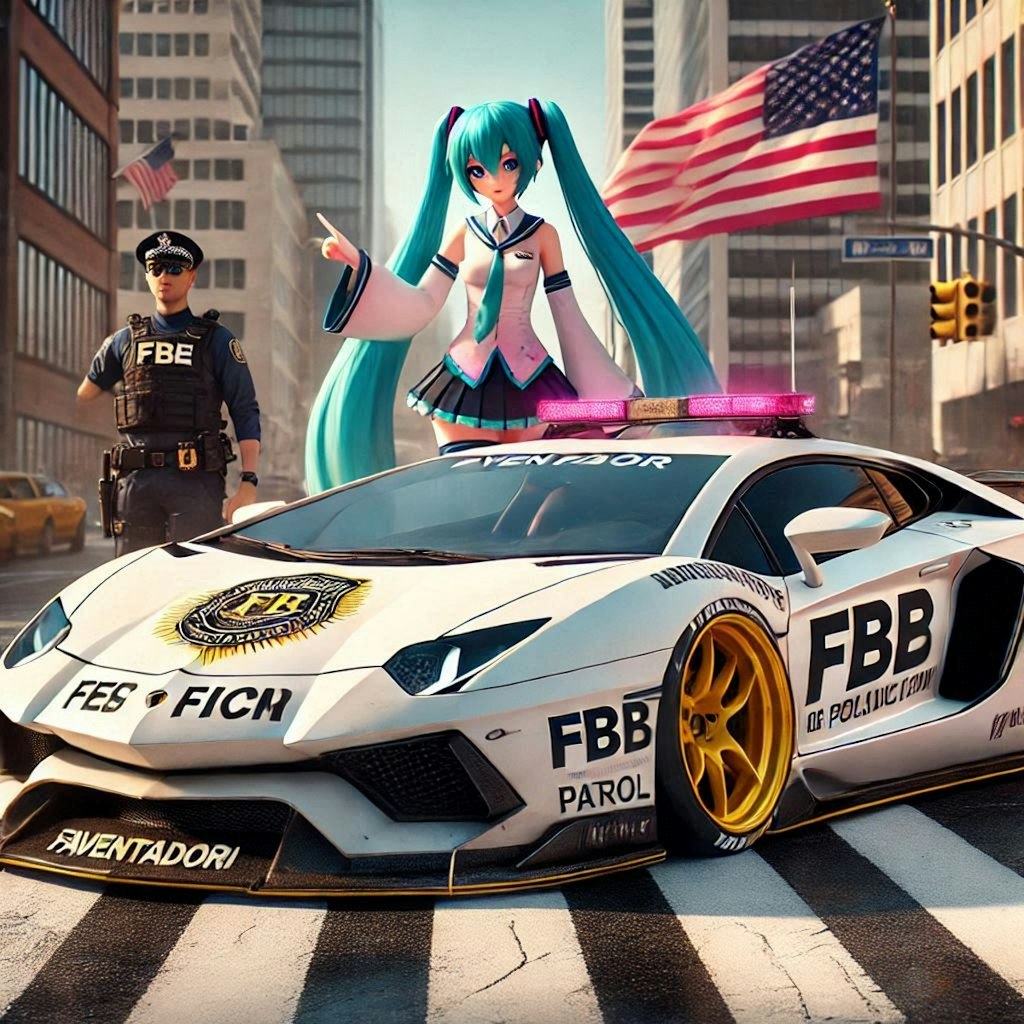 アヴェンタドールFBIパトロールカーのドリ車と初音ミクと・・・