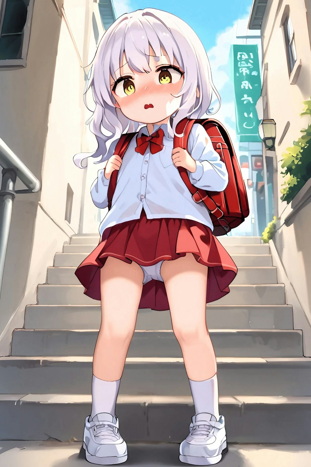 階段でパンチラしちゃう女の子・・・❤