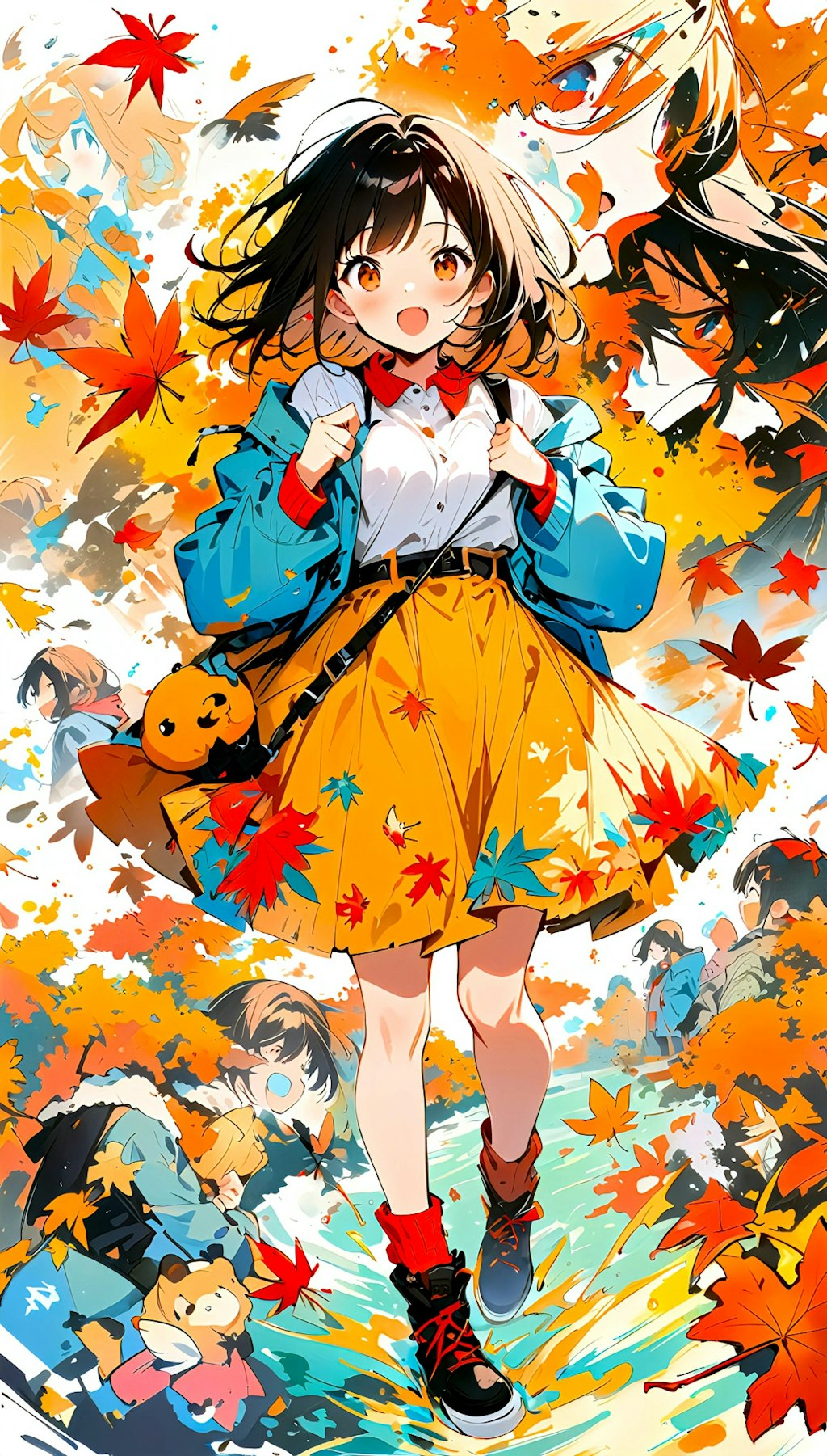 秋・紅葉・少女