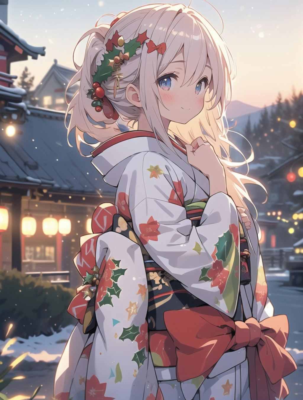 クリスマス 着物少女