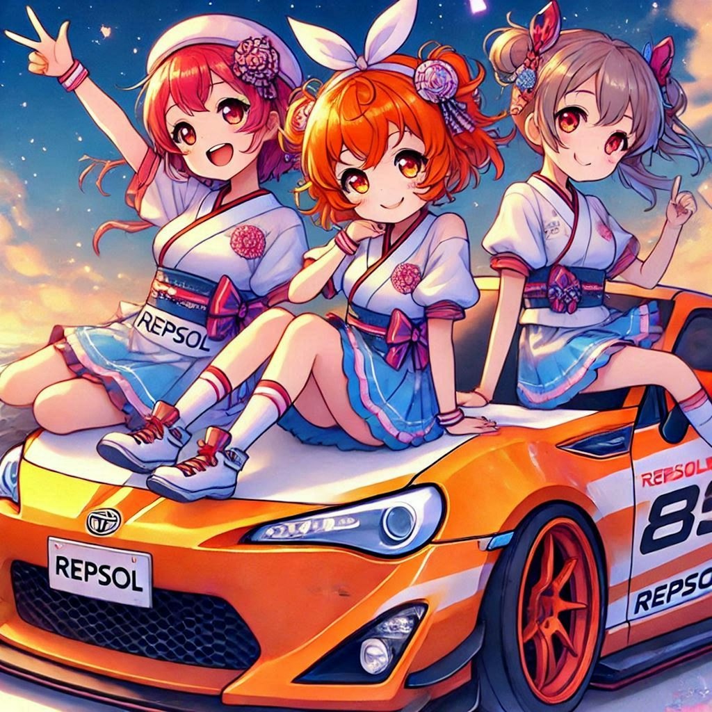 ラブライブキャラとレプソルカラートヨタ86レーシングカー