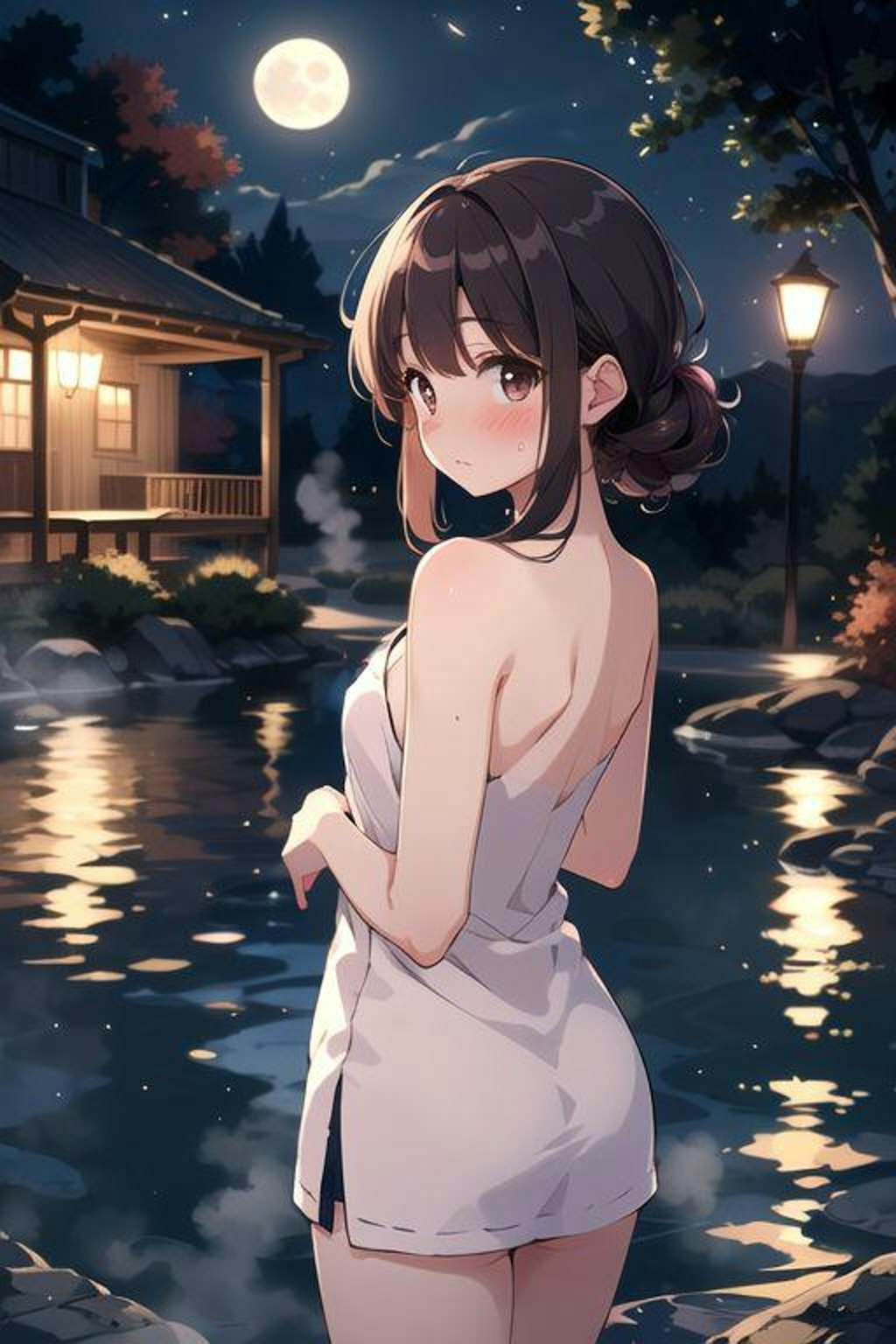 温泉ガール♨️秋の月夜🌙