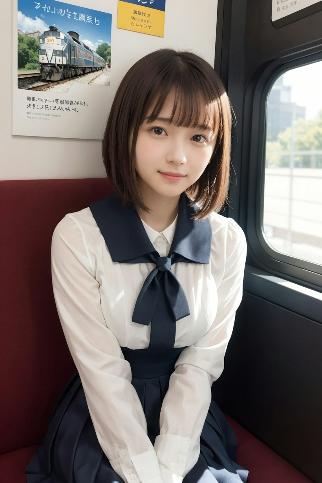 電車に乗ってる女の子