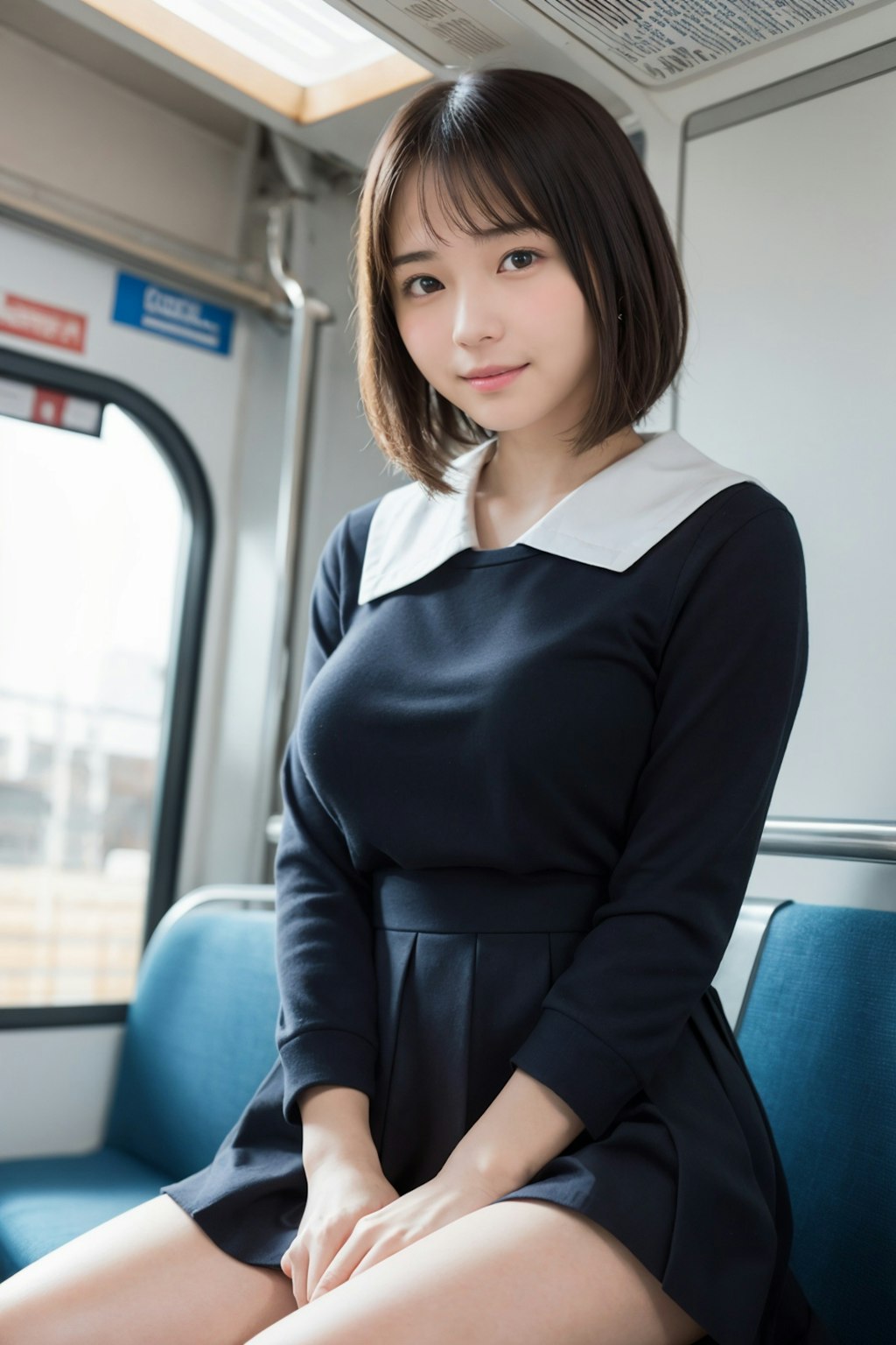 電車に乗ってる女の子