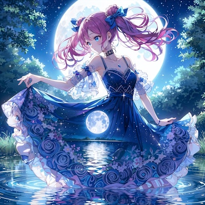 満月と湖のドレス