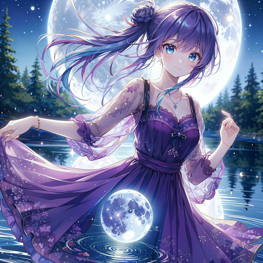満月と湖のドレス