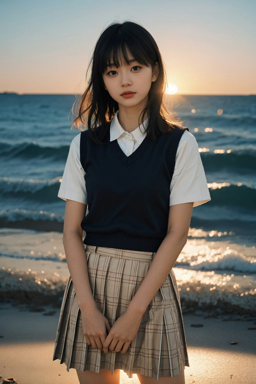 Sunset beach girl #4　女生徒シリーズ