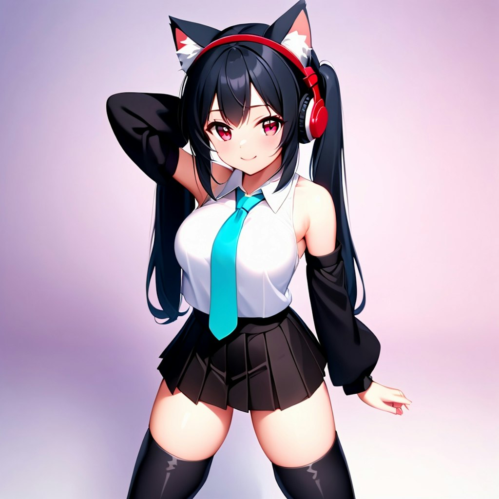有名ツインテールキャラ風【黒髪ツインテール】