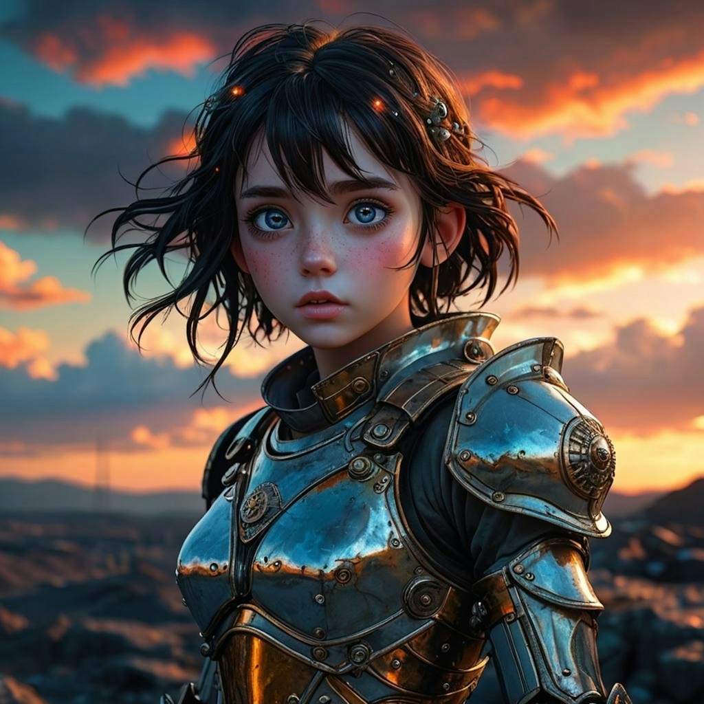 Realistic anime girl in fantasy armor