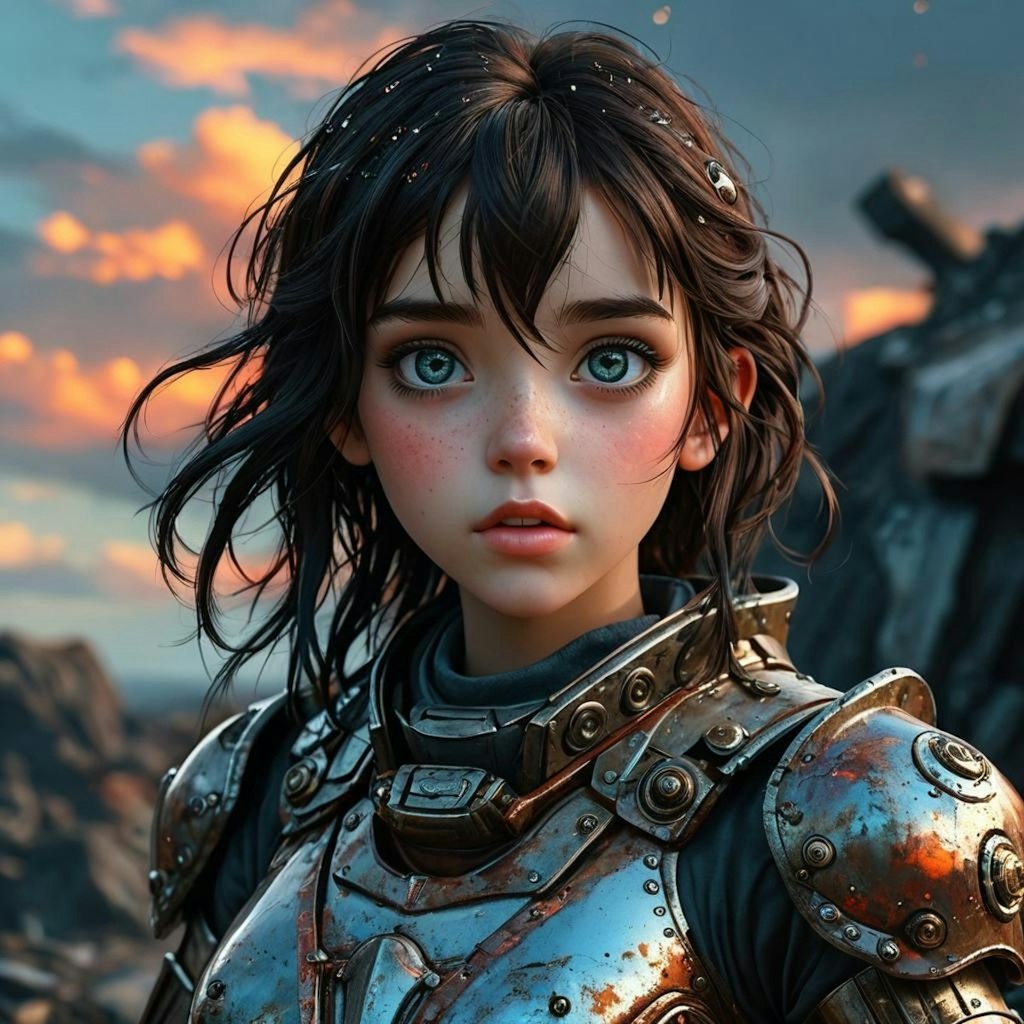 Realistic anime girl in fantasy armor