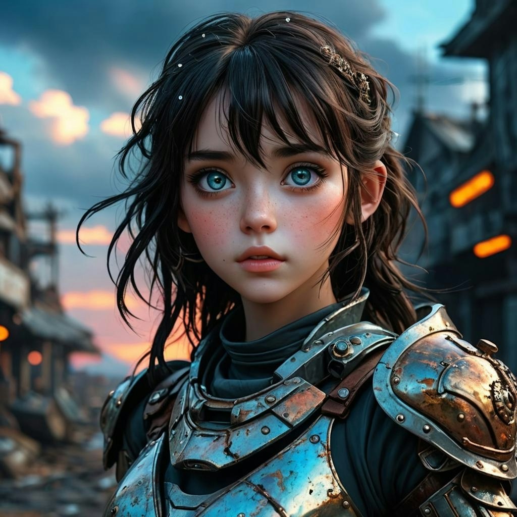 Realistic anime girl in fantasy armor