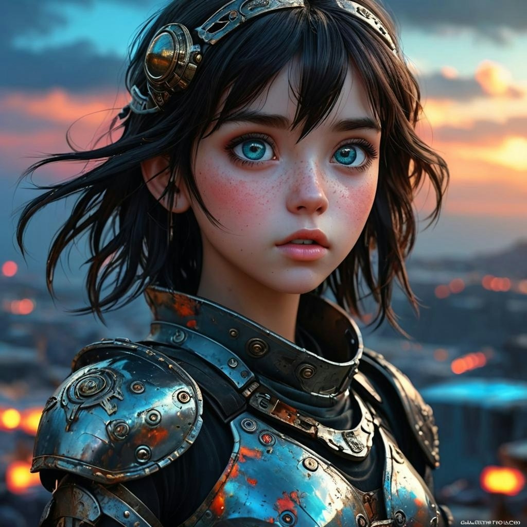 Realistic anime girl in fantasy armor