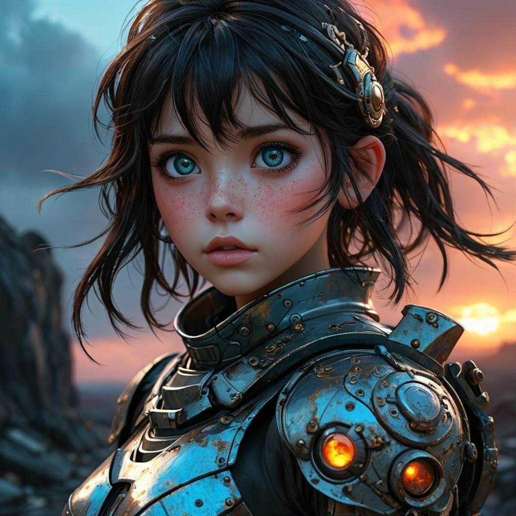 Realistic anime girl in fantasy armor