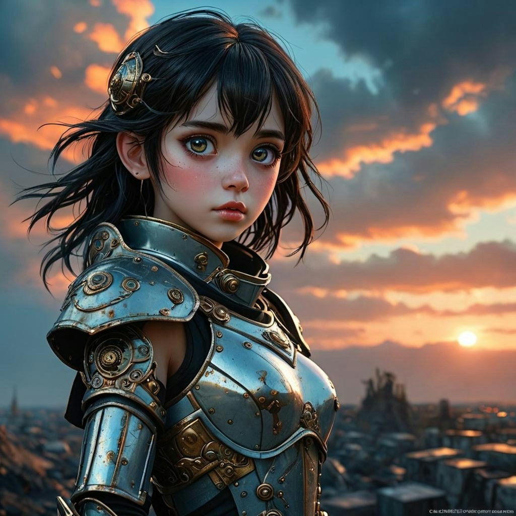 Realistic anime girl in fantasy armor