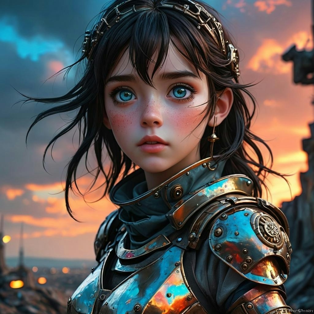 Realistic anime girl in fantasy armor