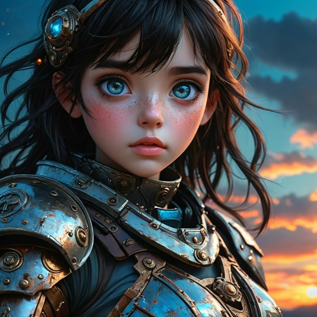 Realistic anime girl in fantasy armor