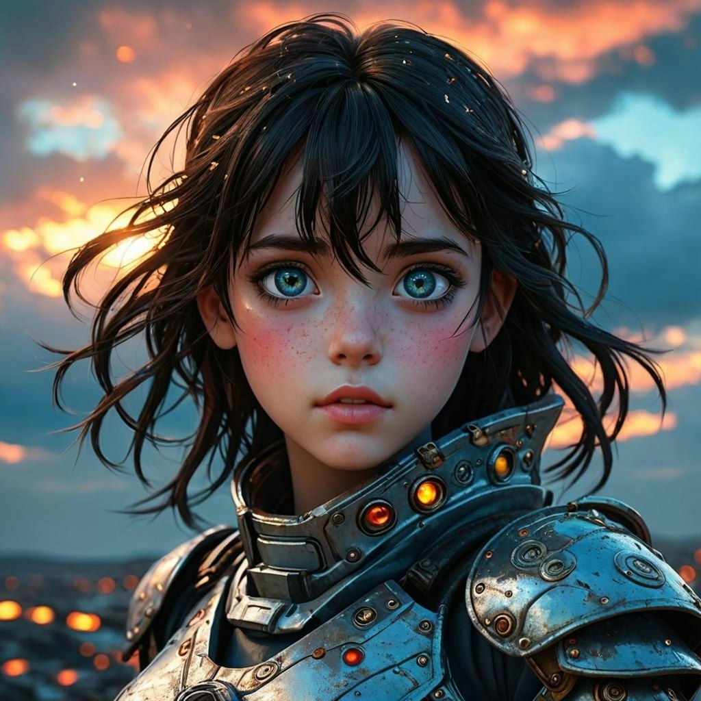 Realistic anime girl in fantasy armor