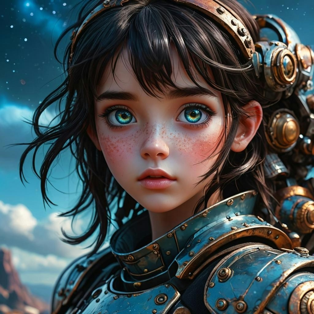 Realistic anime girl in fantasy armor