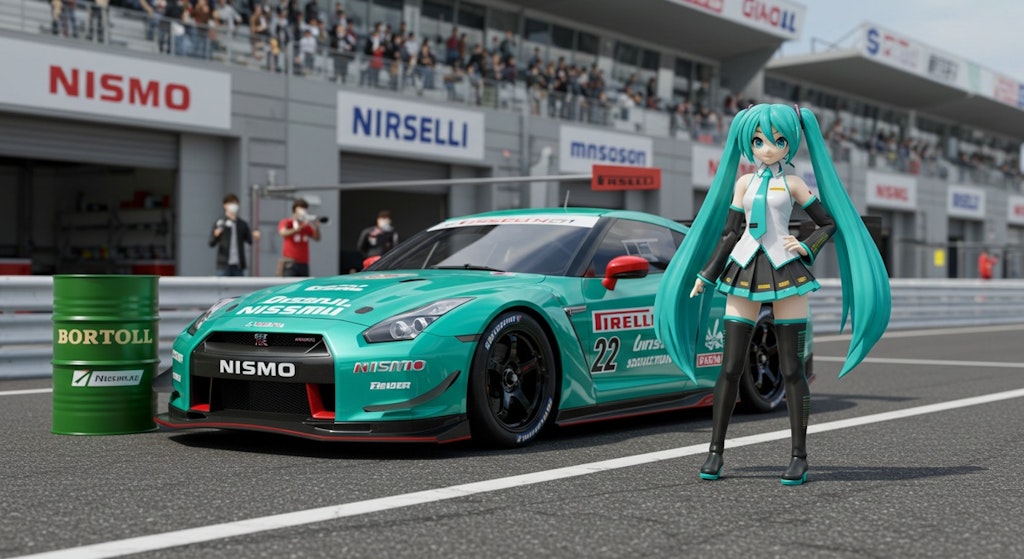初音ミクとR35GT-Rレーシングカー