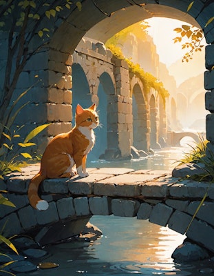 石橋と猫