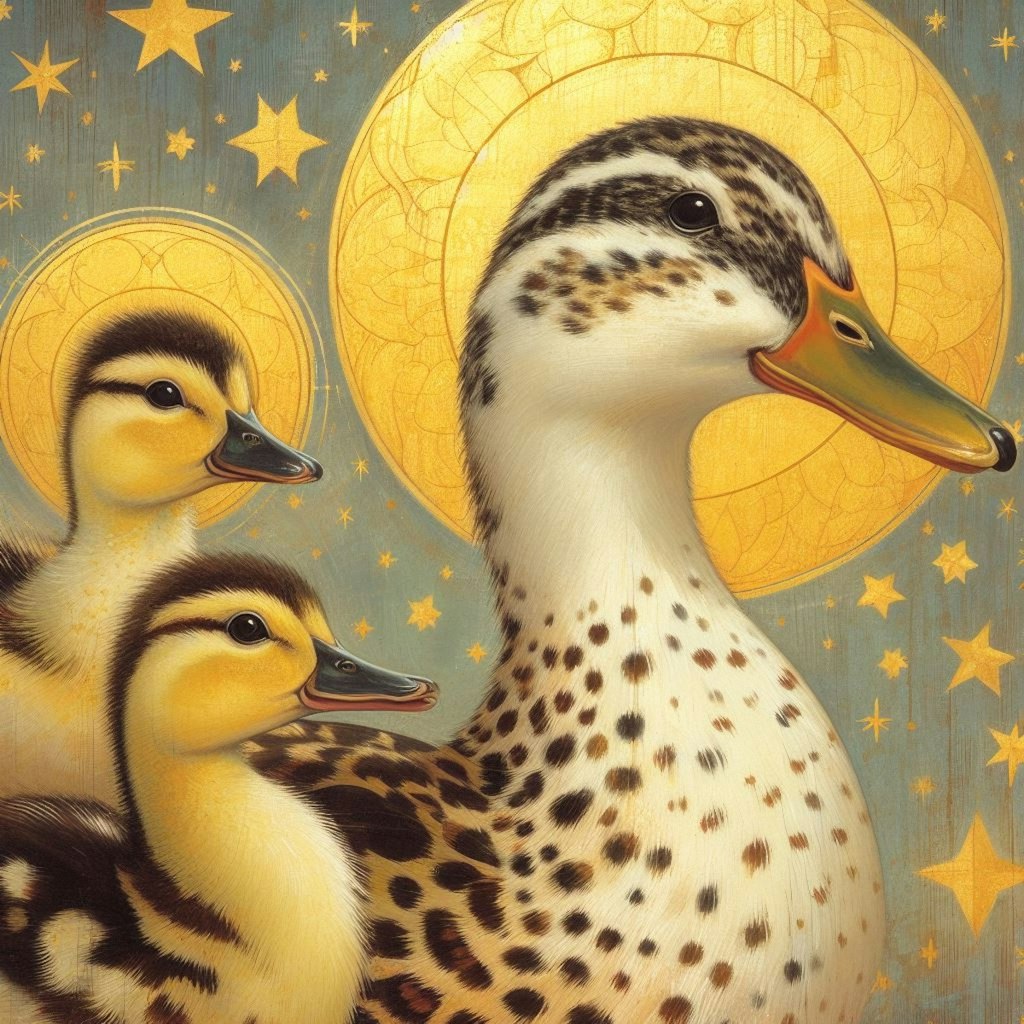 Ducks on church mural