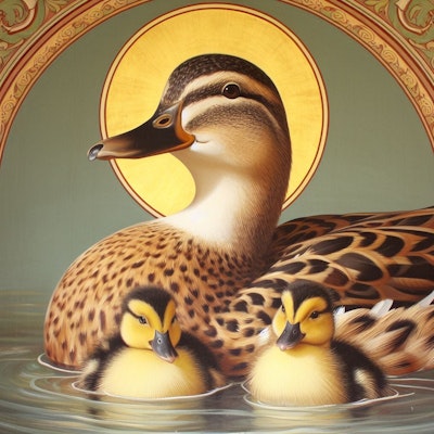 Ducks on church mural