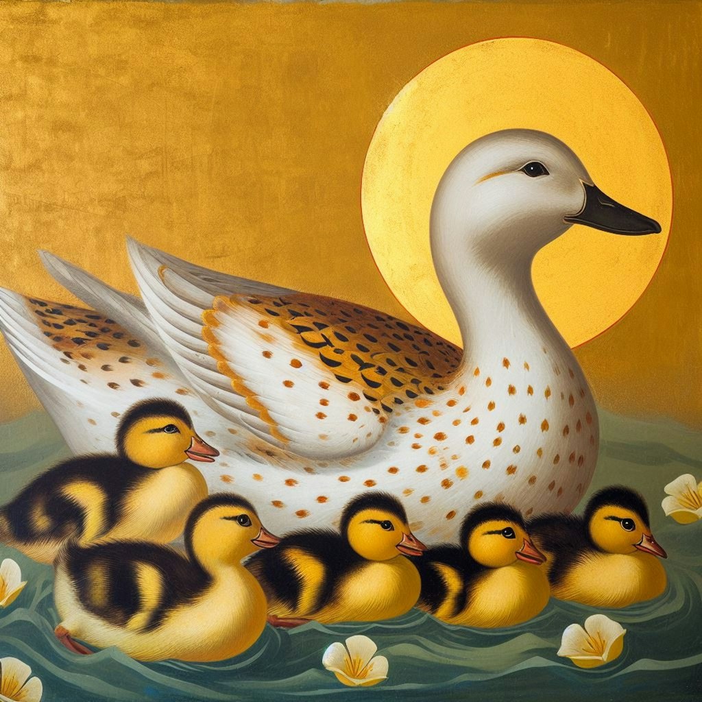 Ducks on church mural