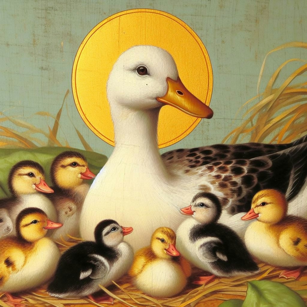 Ducks on church mural